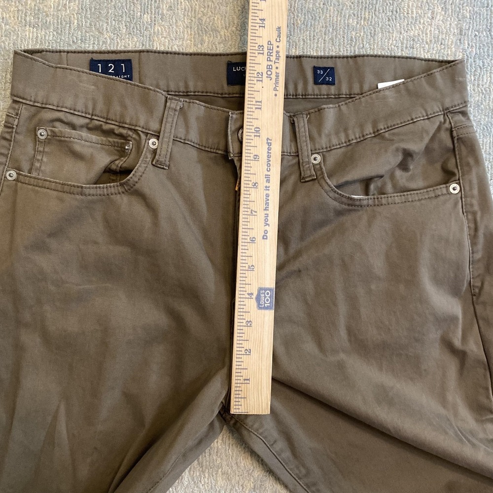 Lucky Brand 121 Slim Straight Pants Mens 33x32 Brown Stretch 5 Pocket Jeans - Picture 6 of 14